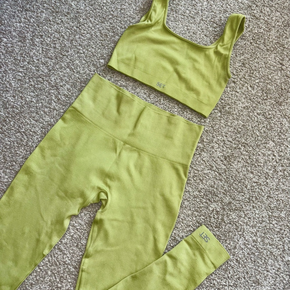 SET Active Lime Green Seamless Leggings & Sports Bra Set